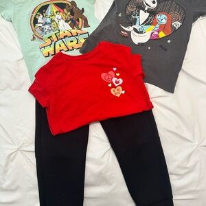 GAP Kids Graphic Tees and Pants Set - Red, Black, Gray